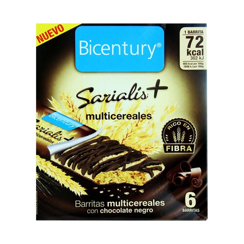 BICENTURY Barritas Multicereales con chocolate negro SARIALÍS de BIOCENTURY 93 g.