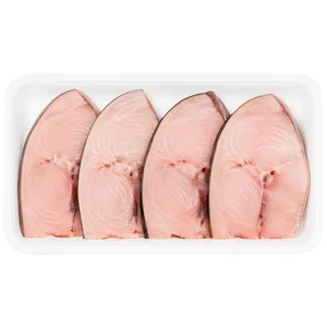 Rodajas de pez espada descongelado, bandeja.