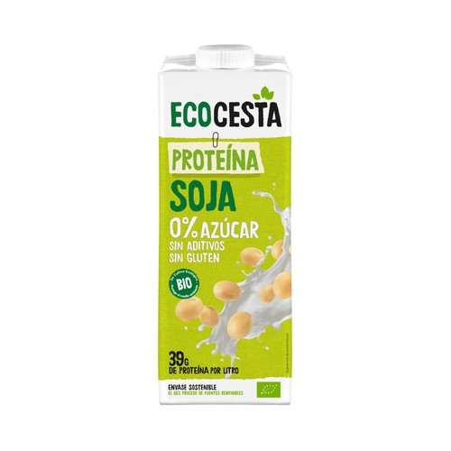 ECOCESTA Proteína Bebida de soja ecológica, 0 % azúcar y con alto contenido en proteína 1 l.