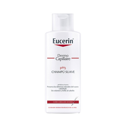 Champú suave con pH5, para cuero cabelludo sensible EUCERIN Dermo capillaire 250 ml.