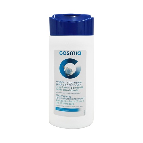 COSMIA Champú anticaspa 2 en 1 (incluye acondicionador), para cabellos normales COSMIA 400 ml.