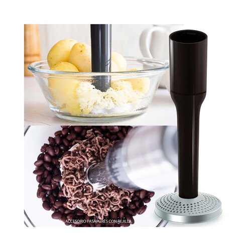 Batidora de mano MOULINEX Quickchef DD65H810, 1000W, 10 velocidades + turbo, incluye picador, varilla y accesorio puré.