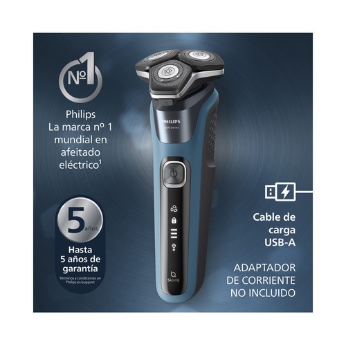 Afeitadora eléctrica sin cable PHILIPS S5887/10, cuchillas SteelPrecision, cabezales flexibles. cortapatillas desplegable..
