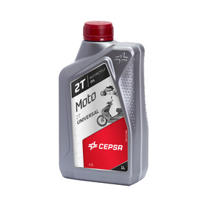 Imagen de Aceite sintético para motocicletas, scooters y maquinaria de jardineria y bricolaje con motores de 2 tiempos CEPSA 1 litro.