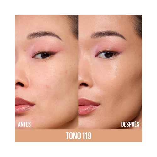 MAYBELLINE Lifter plump & glow tono 119 Base de maquillaje fundente con FPS 15.