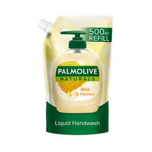 PALMOLIVE Recambio de jabón de manos líquido sin jabón, enriquecido con leche y miel PALMOLIVE Naturals 500 ml.