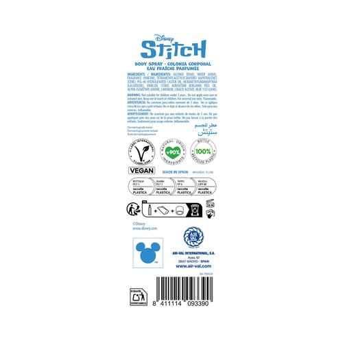 STITCH Colonia infantil corporal con vaporizador en spray 200 ml.