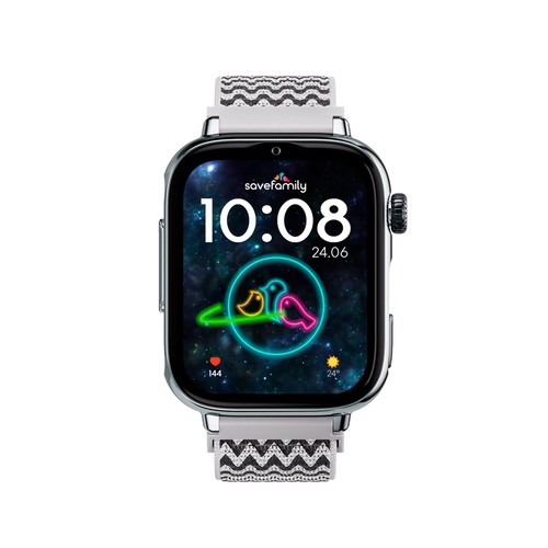 Smartwatch SAVEFAMILY SaveWatch Plus 2, Esfera Plata, Correa de Tela ZigZag".