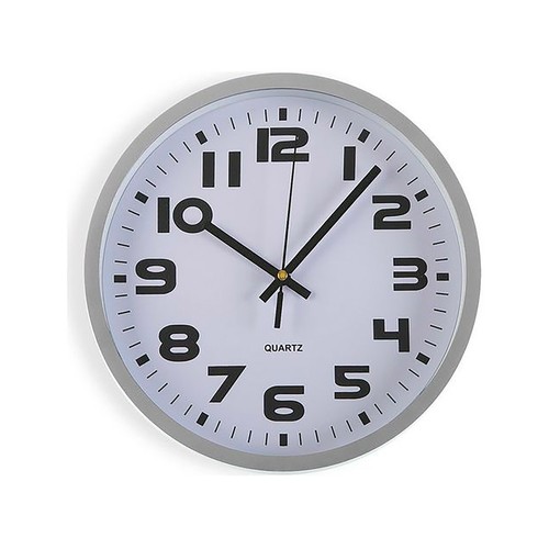 Reloj de pared de cocina de plástico, color plata, 25 cm, VERSA HOME.