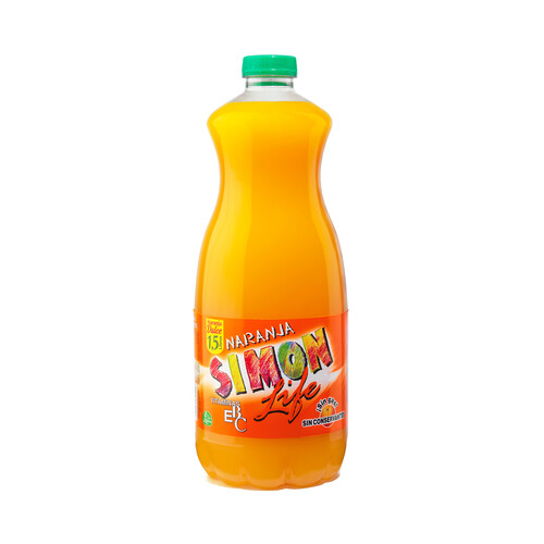 Refresco refrigerado de naranja SIMON LIFE botella de 1,5 l.