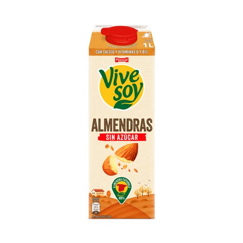 VIVESOY Bebida de almendras sin azúcar, de cultivo 100% local  de Pascual 1 l.