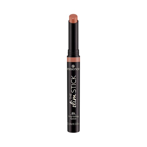 ESSENCE The slim stick tono 101 Choc-o-holic Barra de labios de larga duración, acabado nude mate.
