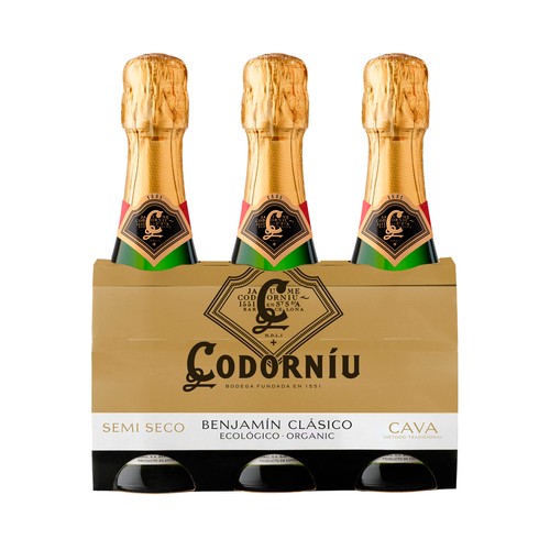 Cava semi seco elaborado en Cataluña CODORNIU Benjamín 3 x 20 cl.