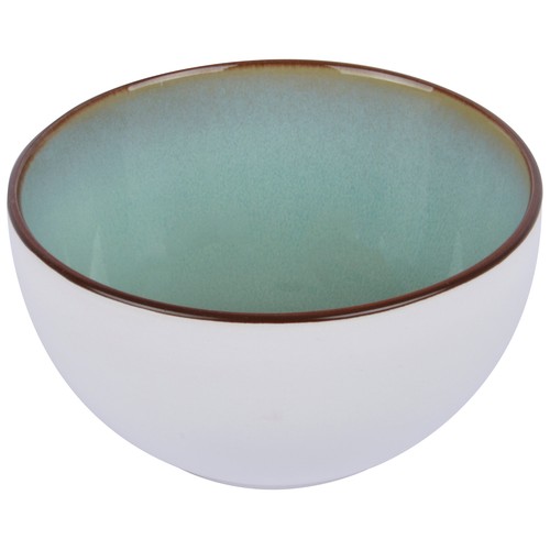 Bol de gres bicolor, verde y blanco, 14cm., STONEWARE.