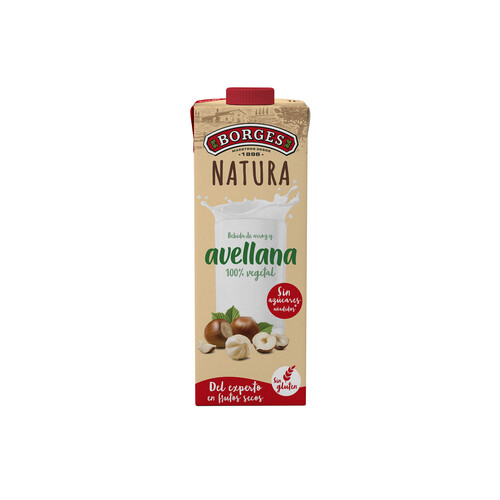 Bebida natural 100% vegetal de arroz y avellanas BORGES NATURA1 l.