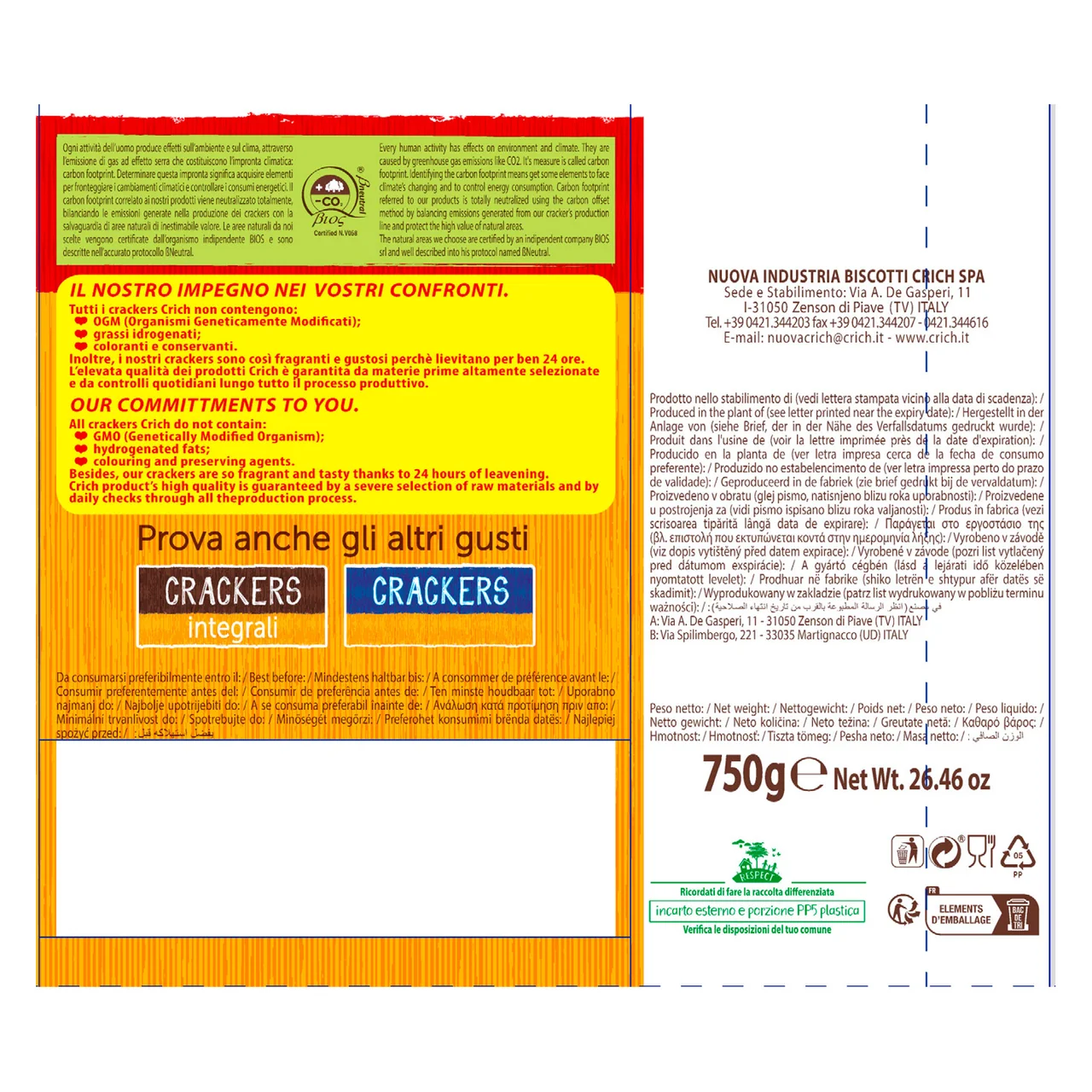 Crackers con sal 750 gr.