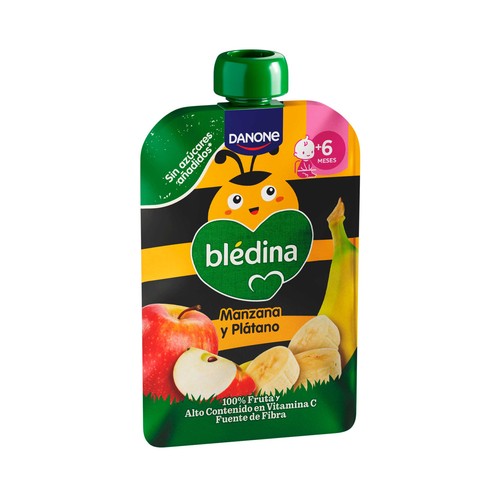 BLÉDINA de Danone Bolsita (pouch) de fruta (manzana y plátano), a partir de 6 meses 100 g.