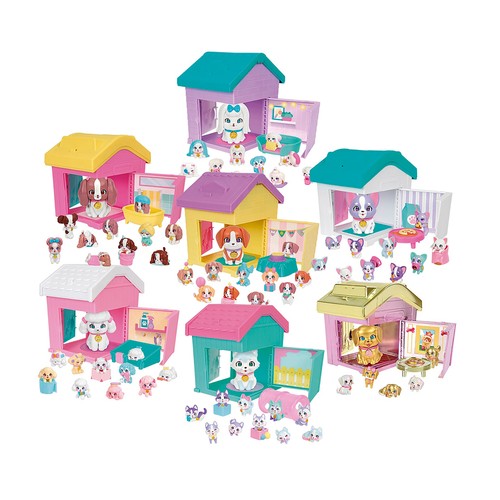 FIguras de mascostas con casa, mama surpries families, surtido de