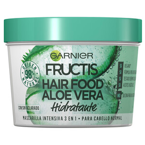 FRUCTIS Mascarilla capilar hidratante intensiva con aloe vera, para cabello normal FRUCTIS Hair food de Ganier 390 ml.
