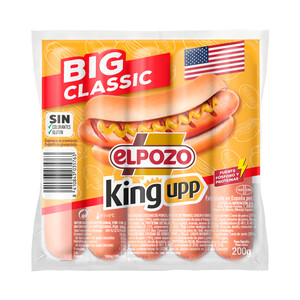 Imagen de EL POZO Big classic king upp Salchichas cocidas de cerdo y pollo, con sabor ahumado 200 g.