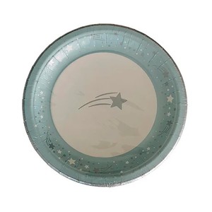 Imagen de 10 platos llanos de cartón de 23cm de estrellas azules, ACTUEL