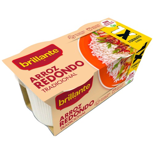 Arroz redondo en tarrina BRILLANTE paquete de 2 uds x 200 g.