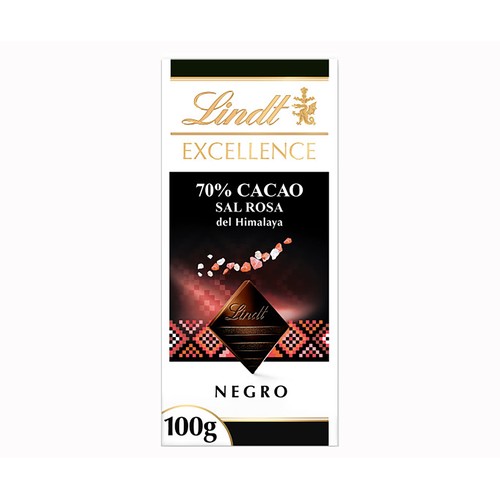 LINDT Chocolate negro 70 % cacao con sal del Himalaya 100 g.