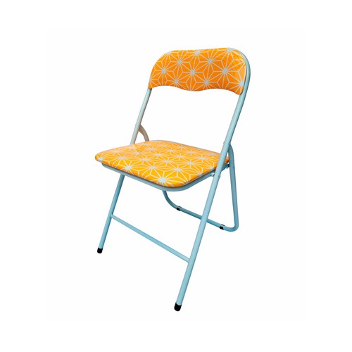 Silla plegable de pvc color naranja con tubo blanco, CAMILLO RIGAMONTI