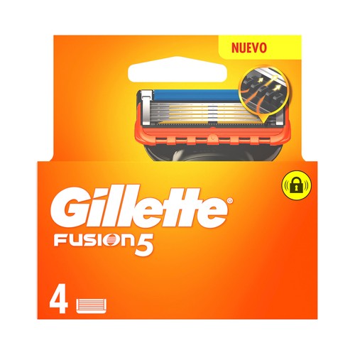 GILLETTE Fusion 5 Recambio de cuchillas de 5 hojas para maquinillas de afeitar 4 uds.