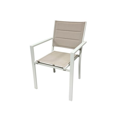 Silla de aluminio y textileno acolchado, modelo Creta, color blanco, MOTIF INDOOR