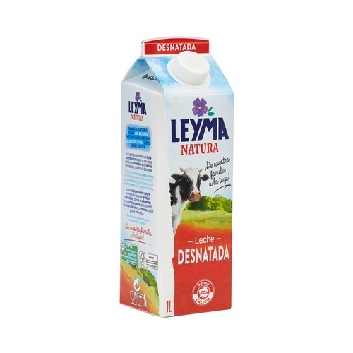 LEYMA Leche de vaca desnatada de origen 100% gallego Natura 1 l.