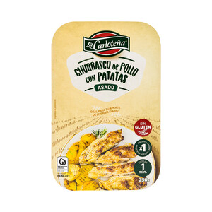 LA CARLOTEÑA Churrasco de pollo asado con patatas, listo para calentar y comer LA CARLOTEÑA 250 g.