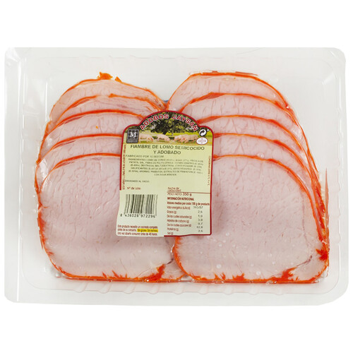 Fiambre de lomo semicocido y adobado, cortado en lonchas CAYSAN 350 g.