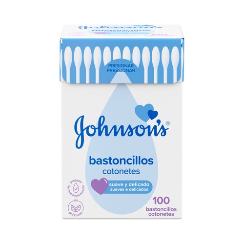 JOHNSON´S Baby Bastoncillos para bebé, niños y adultos de papel con extremos de algodón 100% puro 100 uds.