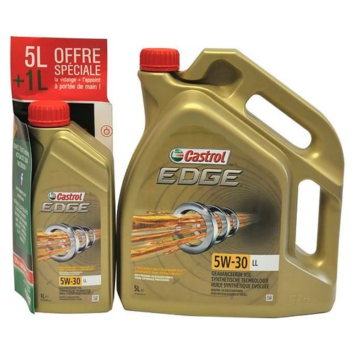 Aceite lubricante sintético, 5W-30LL, 5L + 1L, CASTROL EDGE.