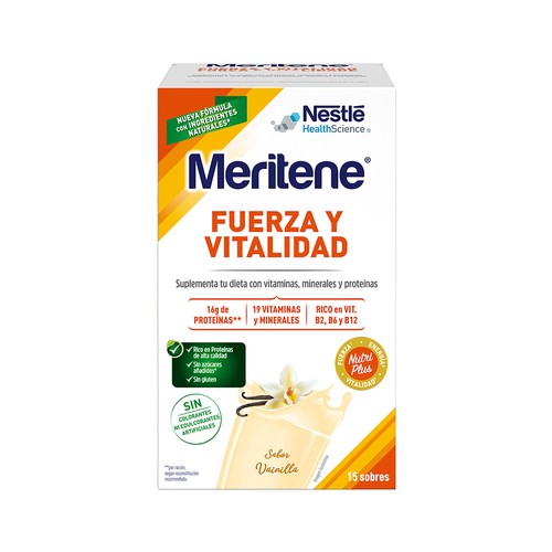 MERITENE Sobre de complementos nutricionales sabor vainilla 15 uds.