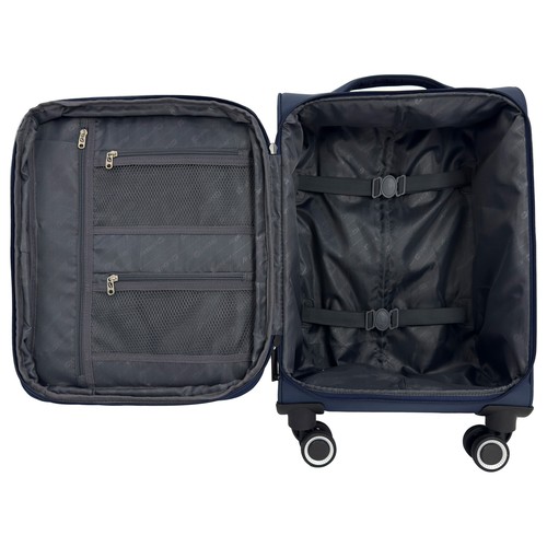 Maleta de cabina tipo trolley  8 ruedas  polysoft  55cm azul oscuro. AIRPORT