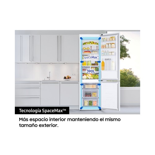 Frigorífico combi 203cm SAMSUNG RB38C605DWW NO FROST, clasificación energética: D, H: 203cm, A: 59,5cm, F: 65,8cm, capacidad total: 390L.