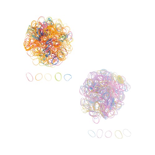 PRODUCTO ALCAMPO Gomas elásticas infantiles pequeñas, de divertidos colores 250 uds.