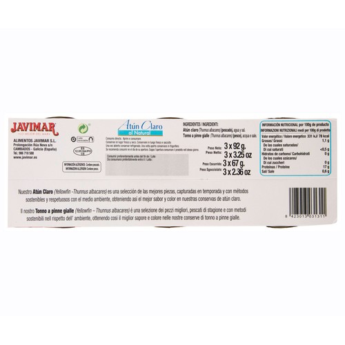 JAVIMAR Atún claro al natural 3 x 67 g.