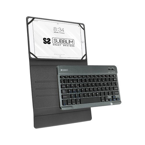 Funda para tablet 10,1" con teclado SUBBLIM Keytab Pro, conexión Bluetooth, función soporte, cierre magnético.