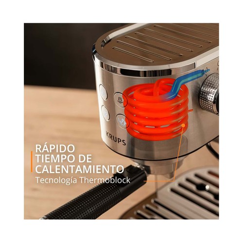 Cafetera espresso manual KRUPS XP4418, presión 15 bar, vaporizador,