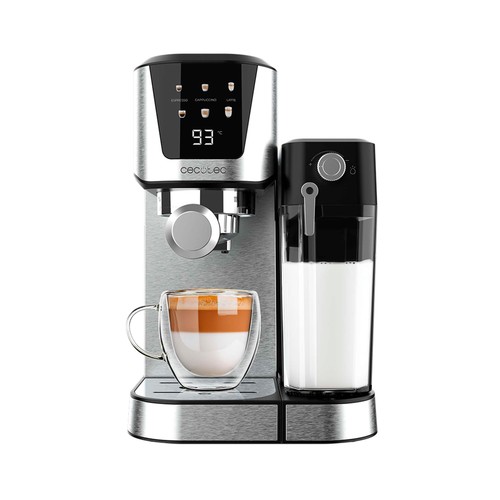 Cafetera  semiautomática CECOTEC Power Espresso 20 Cream, café molido, 2 tazas, presión 20 bar, 1350W.