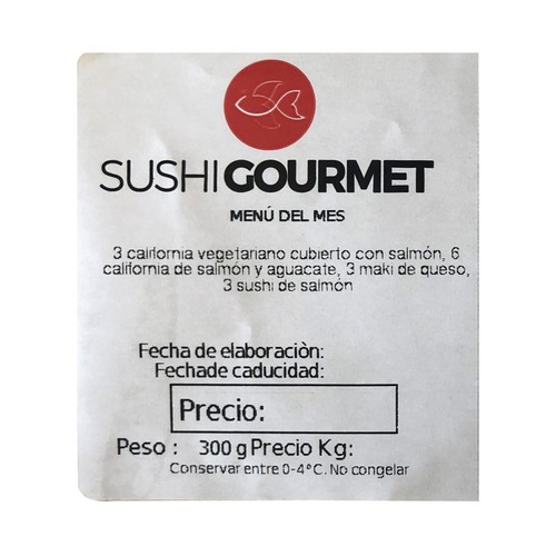 SUSHI GOURMET Menú del mes California, maki y sushi variados 15 uds. 360 g.
