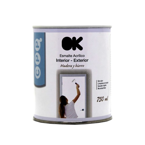 Esmalte acrílico satinado negro, OK, 750ml.