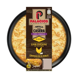 PALACIOS Tortilla fresca receta casera con cebolla y con aceite de oliva virgen extra PALACIOS 650 g.