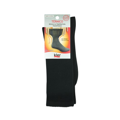 Calcetines canalé térmicos transpirables KLER, color negro, talla única.
