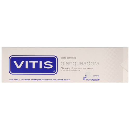 VITIS Dentífirco blanqueante con fluor que previene la sensibilidad dental VITIS 100 ml.