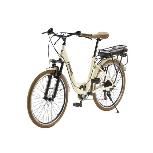 Bicicleta eléctrica NILOX J5 Pro Beige, 250W, ruedas 26", autonomía 65Km.