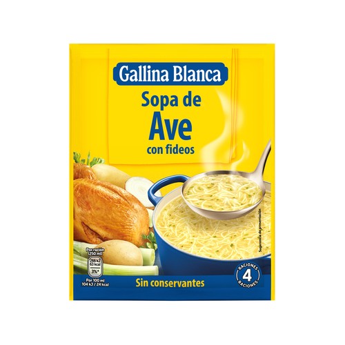 GALLINA BLANCA Sopa de ave con fideos finos 71 g.